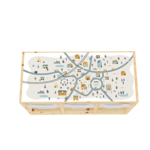 Ikea Trofast Sticker: Road Map Playmat Decal, Pastel Town Scene