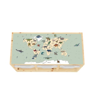 Dinosaur World Map Trofast Sticker: IKEA Storage Decal, Kids Playroom Decor