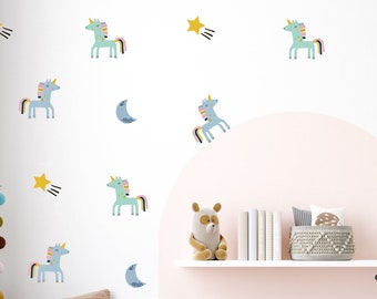 Unicorn Wall Decals: Pastel Nursery, Girl's Room Decor