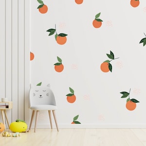 Fruit wall stickers, fruit wall decals, orange stickers, tropical wall stickers, wall stickers for girls bedrooms, alt. to fruit wallpaper