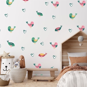 Stickers muraux oiseaux, excellent choix. papier peint à oiseaux, autocollants imprimés d'oiseaux, obtenir l'aspect d'un papier peint de style vintage, autocollants muraux pour filles