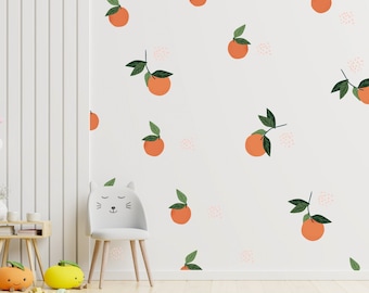 Fruit wall stickers, fruit wall decals, orange stickers, tropical wall stickers, wall stickers for girls bedrooms, alt. to fruit wallpaper