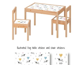 Stickers for IKEA Latt decals for Latt table and chairs cute table decal, stickers for furniture, animal stickers, dog decals, Ikea hack