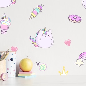 Decorazioni murali kawaii, graziosi adesivi murali giapponesi, adesivi kawaii per la camera da letto delle ragazze, divertenti adesivi murali per la camera delle ragazze, alternativa alla carta da parati kawaii