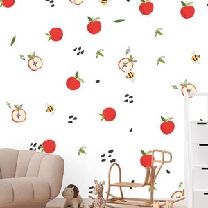 Apple Wall Decals: Fruit Stickers for Kids Room (204 Pack)