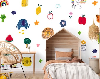Jungle Animal Wall Decals: Colorful Safari Nursery Stickers