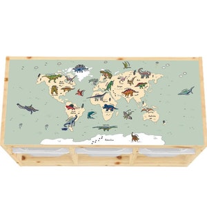 Dinosaurier Weltkarte Aufkleber, Dinosaurier Weltkarte, Aufkleber für Trofast Kinder Möbel, Aufkleber Ikea Hack