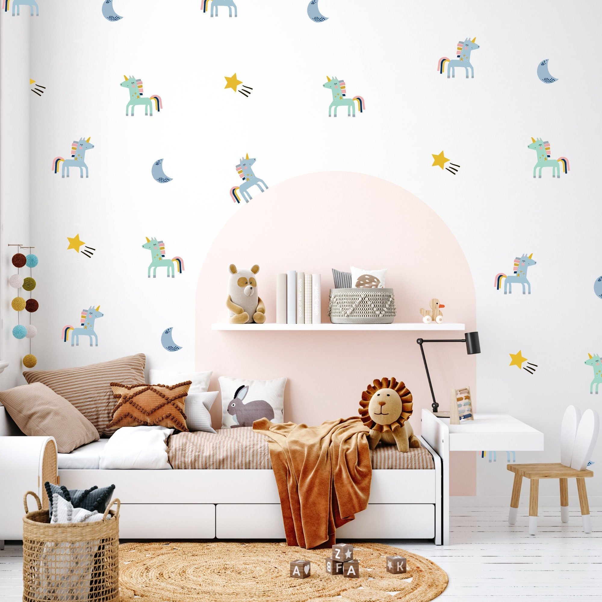 Unicorn Wall Stickers, Cute Unicorn Decals, Pastel Unicorns, Unicorn  Nursery, Girl Bedroom Decals, Wall Stickers for Girl Room, Removable 
