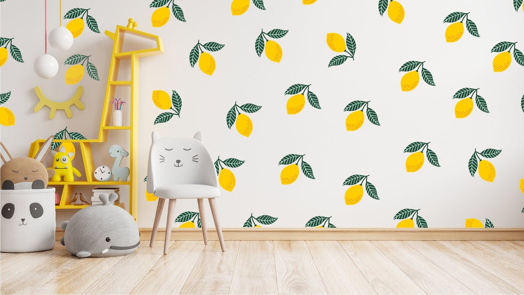 Lemon Wall Decals, Alt. to Lemon Wallpaper, Lemon Wall Stickers