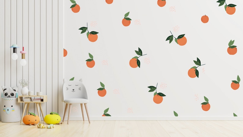 Fruit wall stickers, fruit wall decals, orange stickers, tropical wall stickers, wall stickers for girls bedrooms, alt. to fruit wallpaper image 1