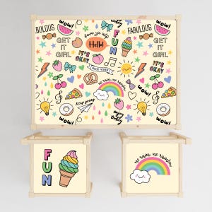 Furniture stickers for IKEA Latt table decals for cute decor, stickers for furniture, girl power stickers, decals for girls, ikea hack