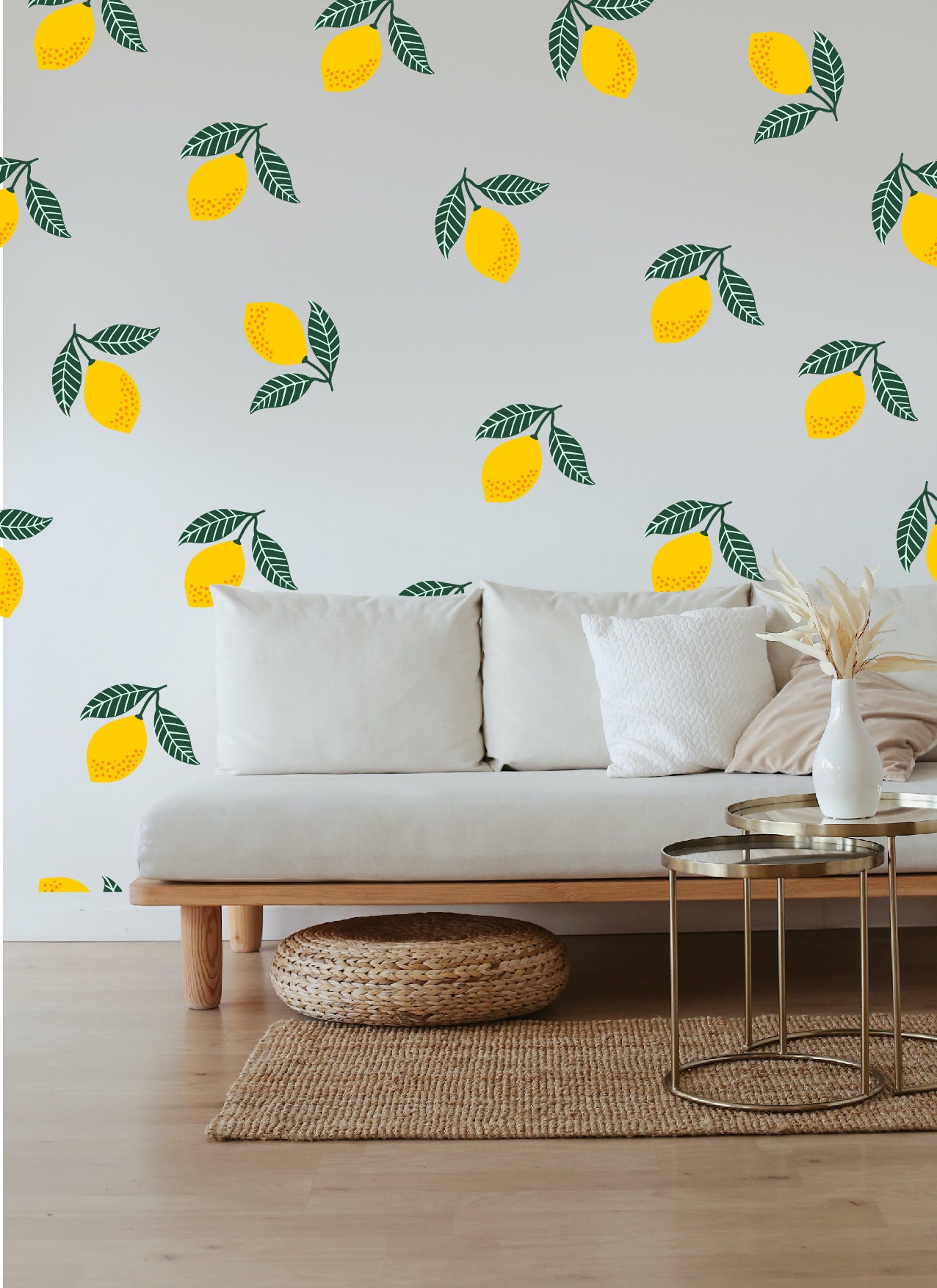 Lemon Wall Decals Alt. to Lemon Wallpaper Lemon Wall Etsy