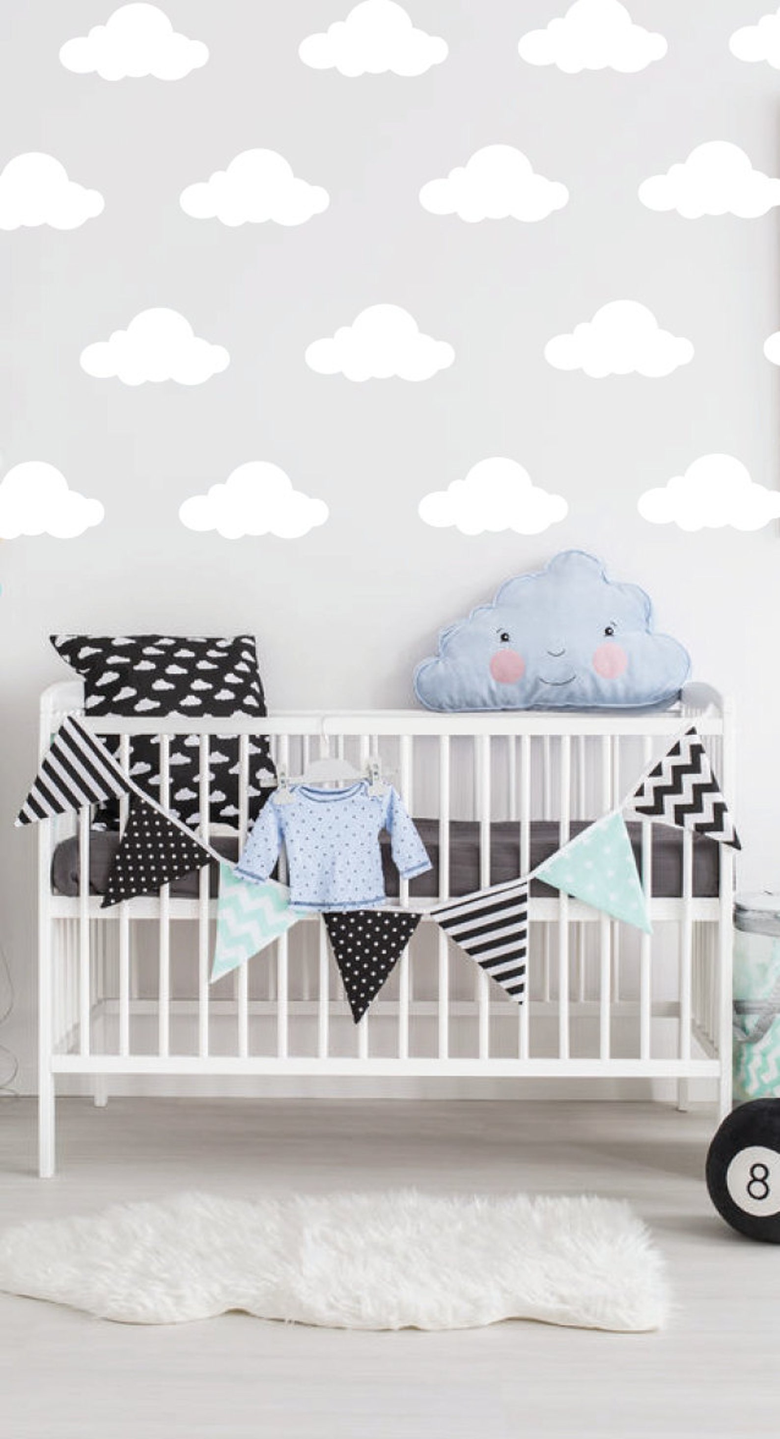 Cloud wall stickers / decal white nursery / cloud home decor / Etsy