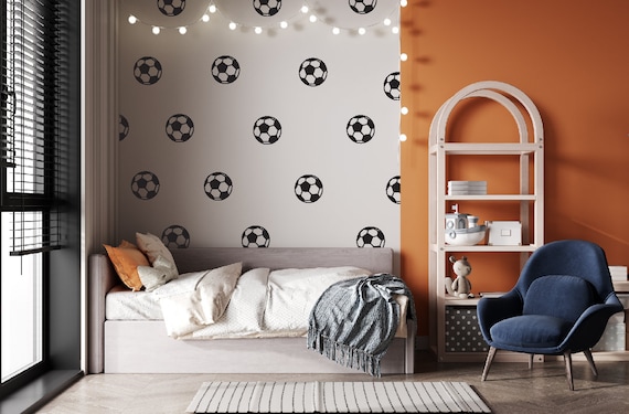 Football Wall Stickers for Kids Wall Stickers Football Decor for Boys Bedroom Wall Stickers for Football Fans Monochrome Bedroom Decor Etsy UK