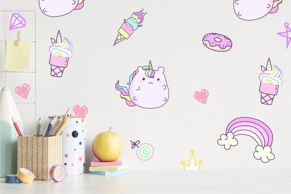 Kawaii Wall Decor, Cute Japanese Wall Decals, Kawaii Stickers for Girls  Bedroom, Fun Wall Decals for Girls Room, Alt. to Kawaii Wallpaper 