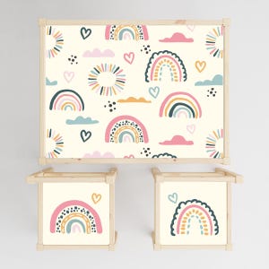 Furniture stickers for IKEA Latt table decals for cute decor stickers for furniture, rainbow stickers for kids, ikea hack, pastel decals