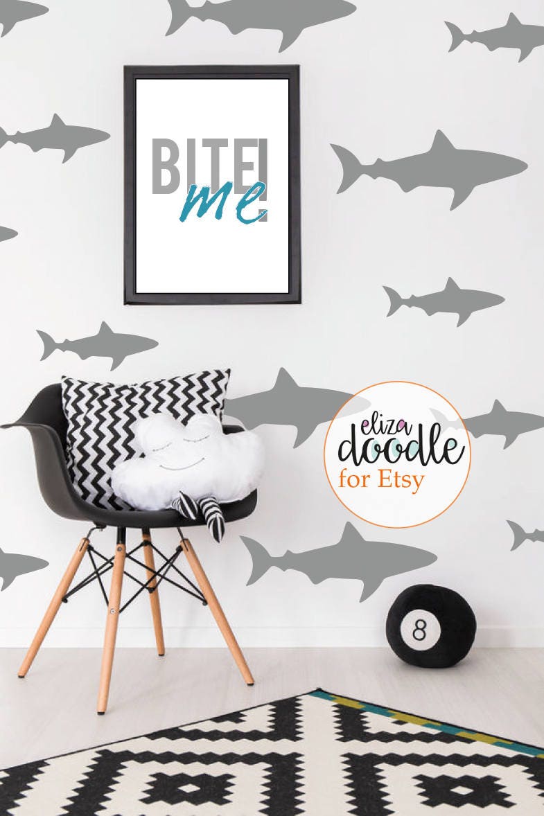 Baby Shark Wall Decals Shark Wall Décor Shark Doo Doo Peel and -   Denmark