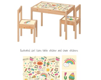 Furniture stickers for IKEA Latt table decals for cute decor, stickers for furniture, girl power stickers, decals for girls, ikea hack