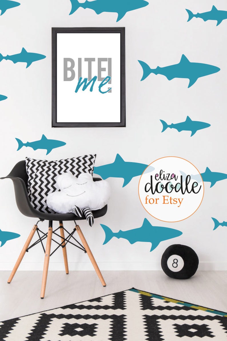 Sacinora Broken Wall Shark Decal - Removable Vinyl Wall Sticker For Kids Room Decor