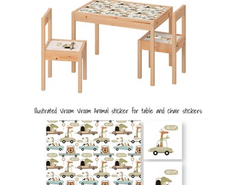 Furniture stickers for IKEA Latt table decals for cute decor, cars stickers for furniture, car decals for kids nursery decor, ikea hack