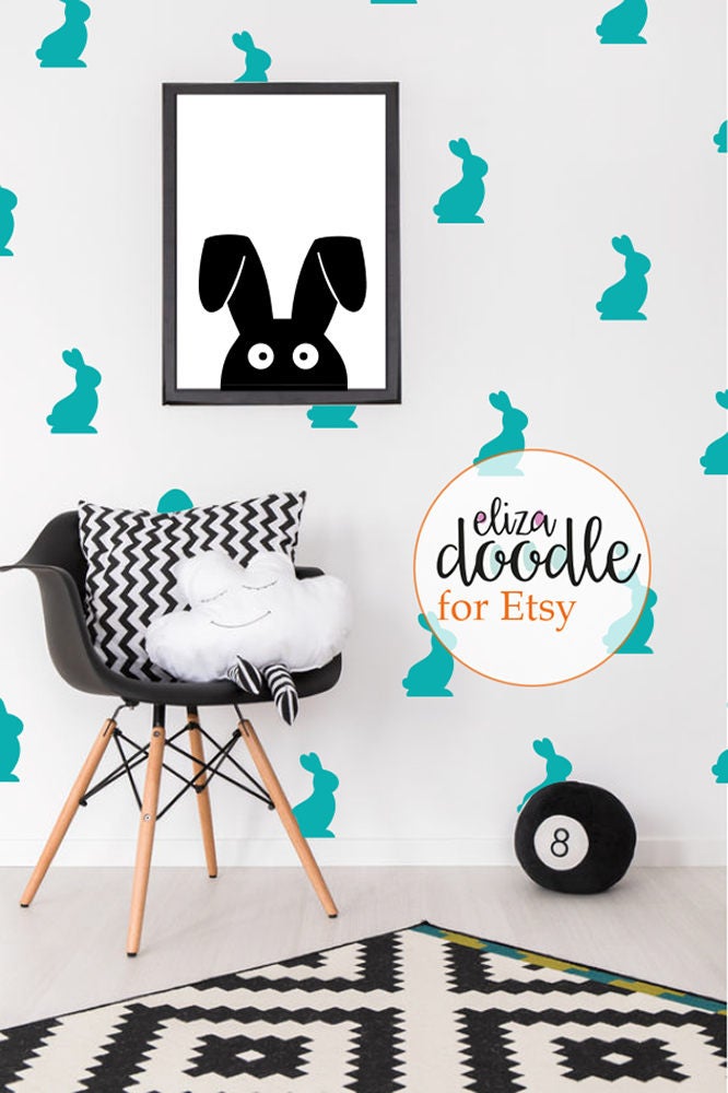 Rabbit Wall Stickers / Decal White / Bunny Rabbits Nursery / Etsy UK