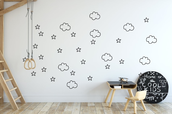 Cloud wall stickers / cloud decals / star wall stickers / star wall decals / star wall nursery decor / nursery wallpaper /wall stickers kids