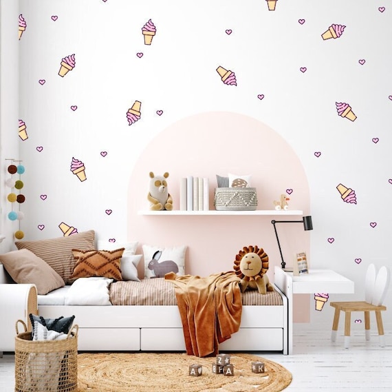 Papel pintado de helado, pegatinas de helado, pegatinas de pared de confeti,  pegatinas de pared espolvoreadas, vivero pastel, decoración de dormitorio  de niña, calcomanía extraíble -  México