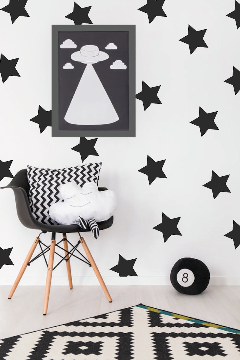 Stars wall stickers / monochrome nursery decals / Stars Etsy