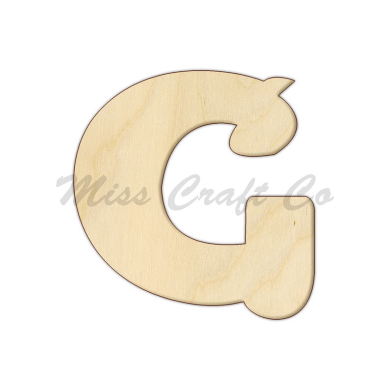 Cursive Letter G Wood Craft Shape Unfinished Wood DIY Etsy