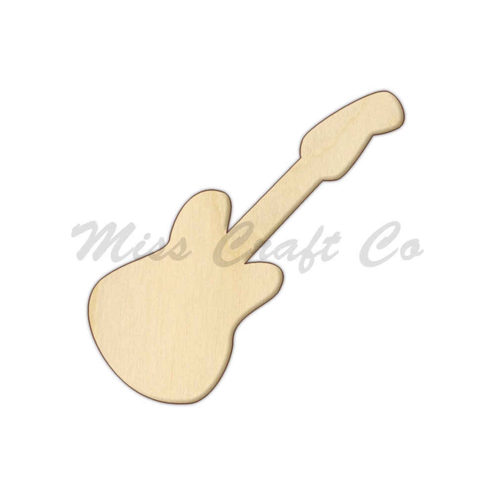 Electric Guitar Wood Craft Shape Unfinished Wood DIY Etsy