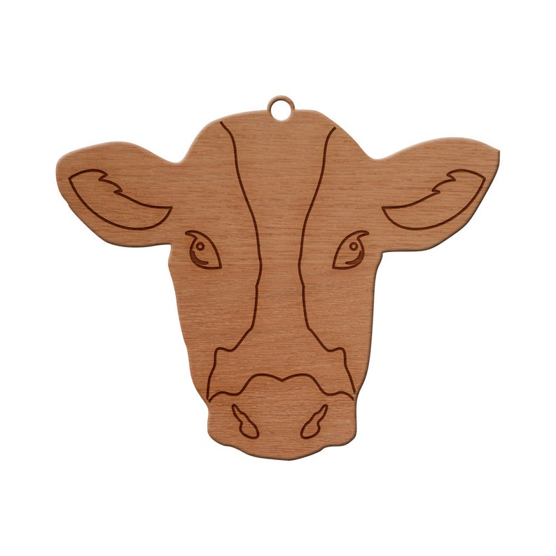 Cow Head Wooden Christmas Ornament Finished Wood Cut Out Etsy