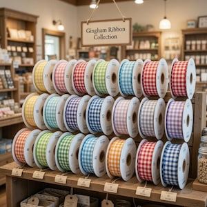 Vichy-Karo-Band (kleines Karomuster) Meterware. Verschiedene Breiten 18 Farben