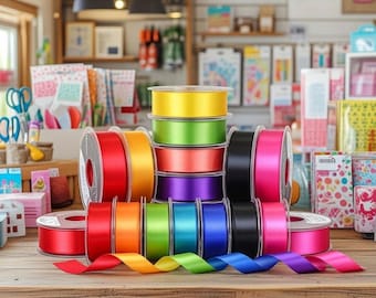 Double Satin Ribbon widths ranging from 3mm to 50mm sold by the meter