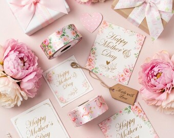 Floral Flamingo Mother's Day Ribbon, Botanical Gift Wrap Crafting Supplies