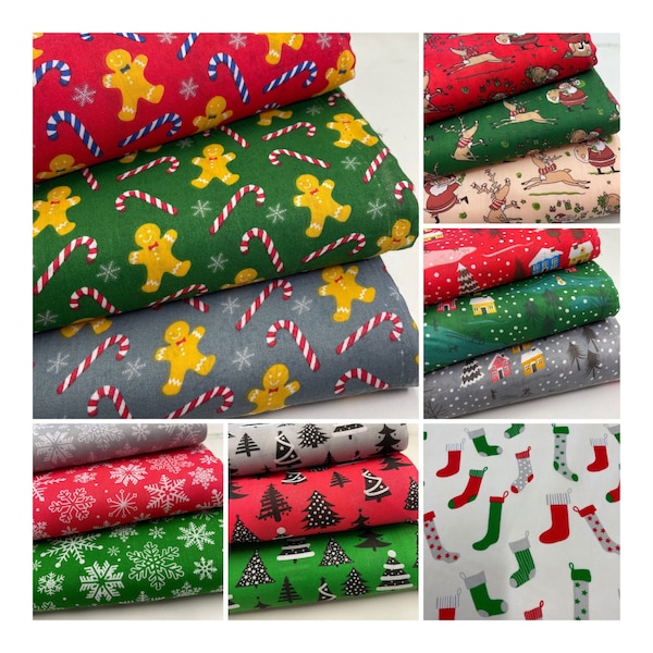 Various Christmas polycotton fabric