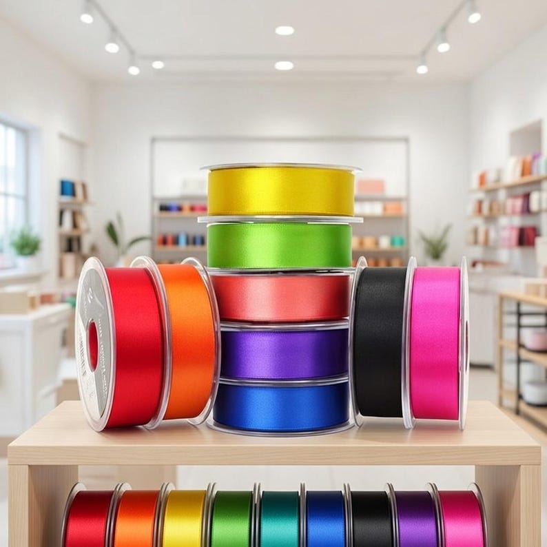 Double Satin Ribbon widths ranging from 3mm to 50mm sold by the meter image 2