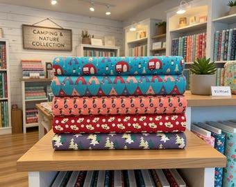 Camping themed 100% cotton