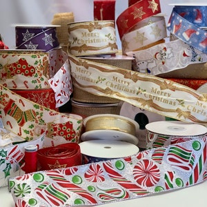 Wired Christmas ribbon, various designs
