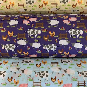 Printed polycotton Farm animals range