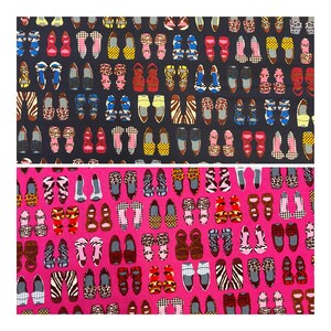 100 Cotton Fabric Shoes Design in Navy and Cerise Etsy UK