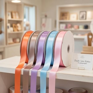 Double Satin Ribbon widths ranging from 3mm to 50mm sold by the meter image 3