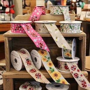 Lente-draadlint, paasdecor, 63 mm breed, verkocht per meter