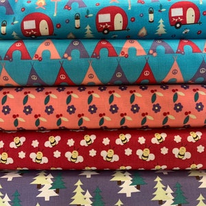 Camping themed 100% cotton