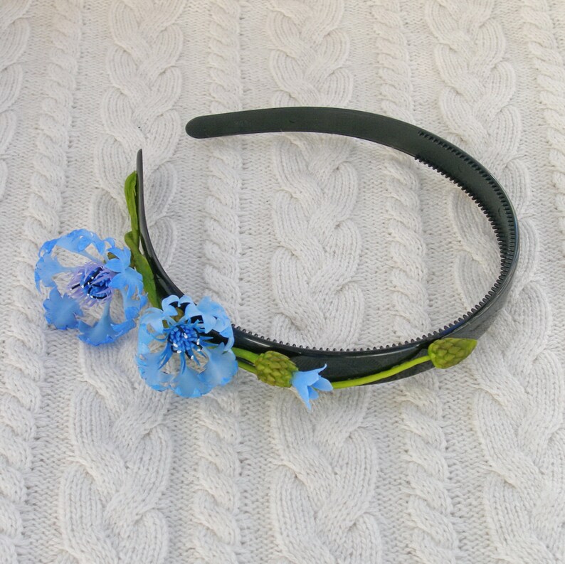 Cornflower Blue Rustic Headband Bridal Headpiece Wedding Tiara Etsy