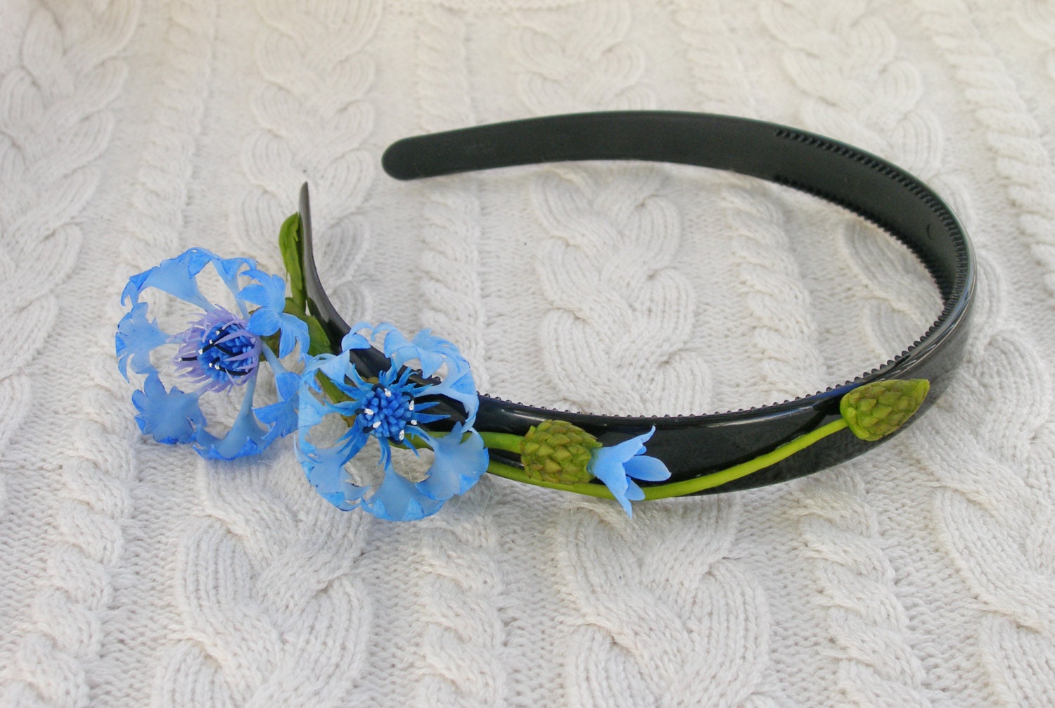 Cornflower Blue Rustic Headband Bridal Headpiece Wedding Tiara Etsy