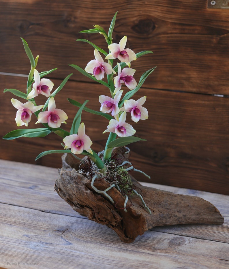 Dendrobium Nobile Orchid made from Japanese air-dry polymer clay. image 4