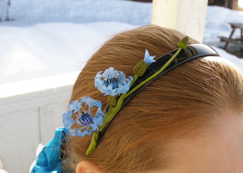 Cornflower Blue Rustic Headband Bridal Headpiece Wedding Tiara Etsy