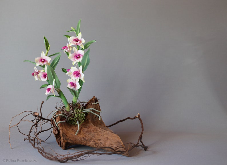 Dendrobium Nobile Orchid made from Japanese air-dry polymer clay. image 9