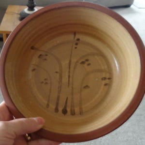Berea's (Kentucky) Sara Culbreth Pottery Handmade Bowl Brown Abstract Nature 7"