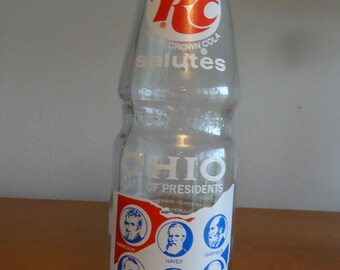 1776 1976 RC Cola Salutes Ohio Presidents Tall Clear Glass Bottle Anniversary Taft Harding Hayes Grant Garfield etc pop bottle